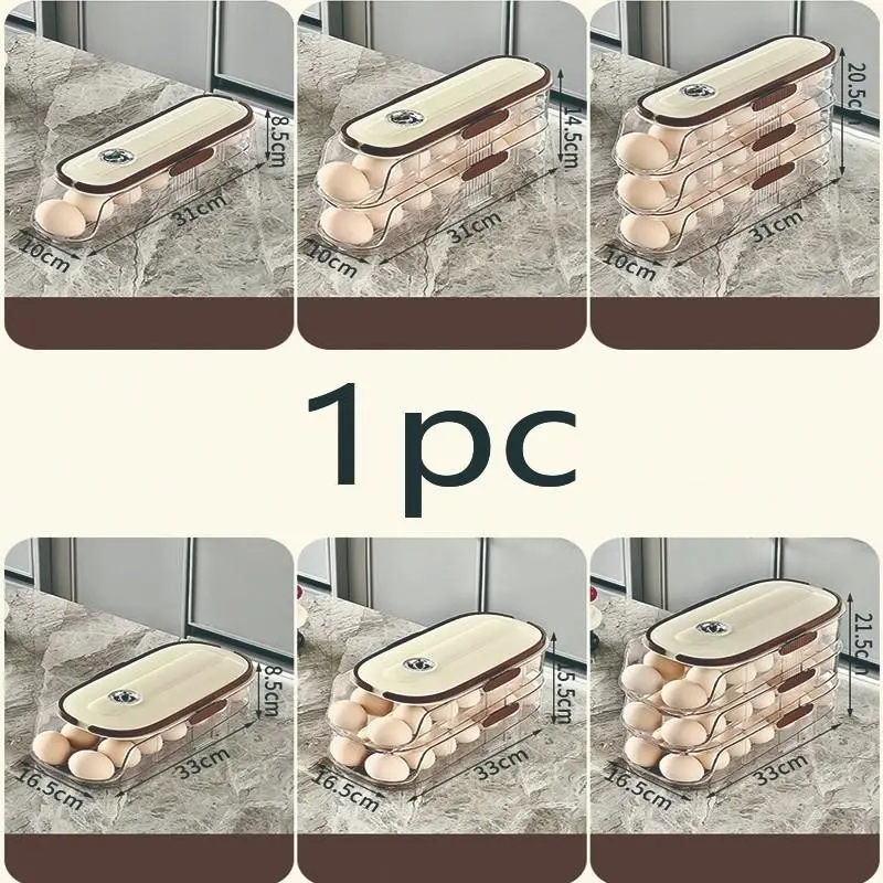 Handheld Egg Storage Box, Refrigerator Side Door Organizer, Multi-Layer Automatic Rolling Egg Tray, Convenient Home Storage Box