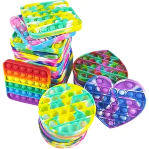10pcs Random Silicone Tie-dye pop Bubble Fidget Toy, Autism Special Needs Stress Reliever, Squeeze Sensory Tools to Relieve Emotional Stress for Kids Adults，Party Toysfidget toys