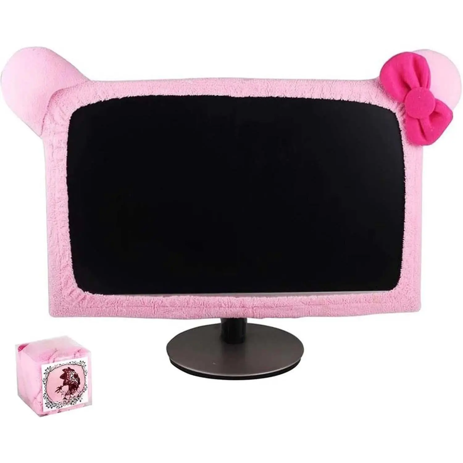 Girl Gamers' Soft Elastic 1-Piece Dust Cover with Cute Ear Cover & Kawaii Screen Protector for 20-29 Inch Displays, Office Accessories, Birthday Gift