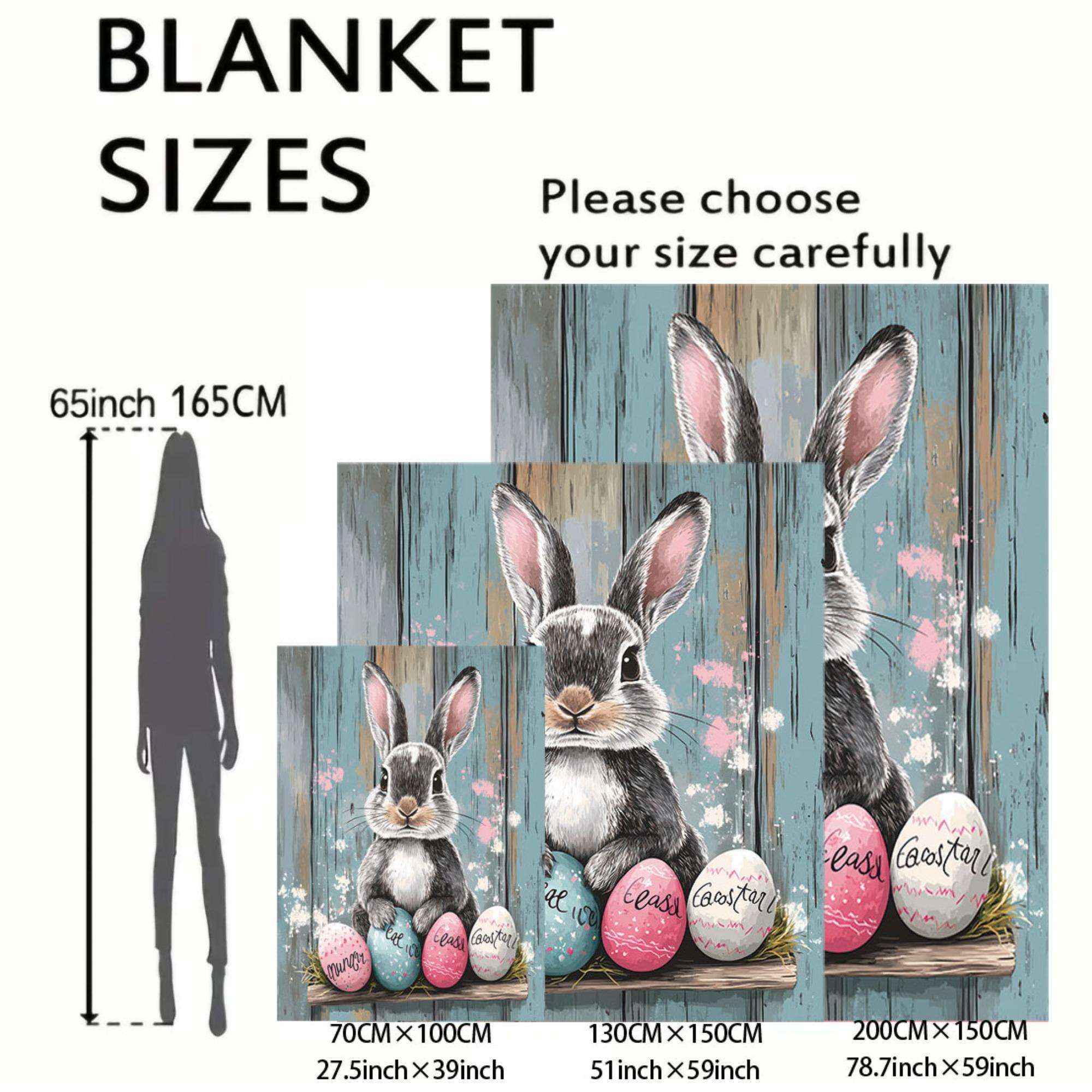 Easter Rabbit & Egg Pattern Blanket, 1 Count Soft Comfortable Throw Blanket, Cool Bedroom Bedding Blankets, Warm Napping Blanket for Home Office Camping, Soft Fluffy Blanket, Cozy Throw Blanket