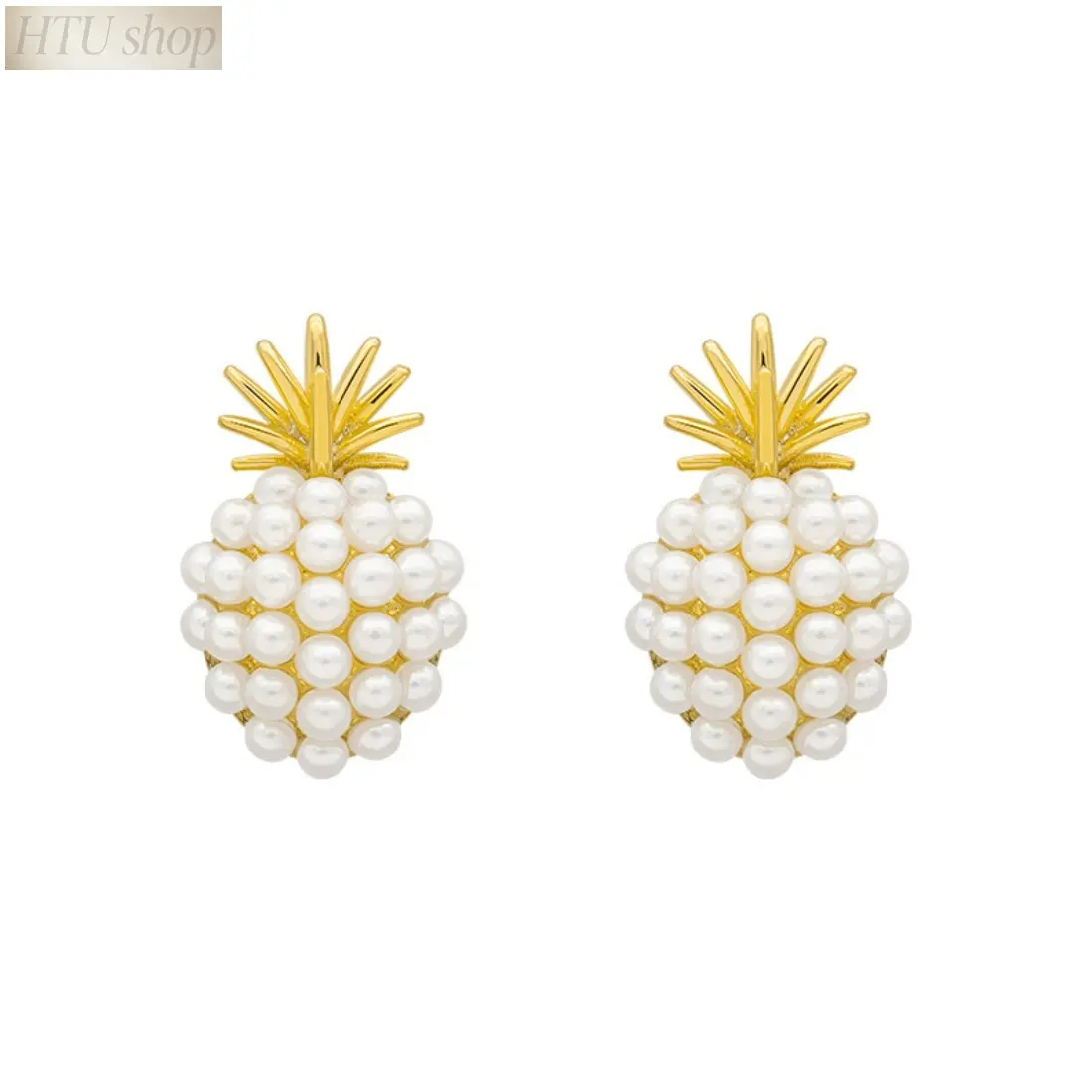 Pearl Pineapple Stud Earrings for Women, Cute Tropical Fruit Jewelry, Minimalist Lightweight Earrings, Korean Inspired Dainty Accessories for Summer Outfit, Vacation, Party & Gift for Her