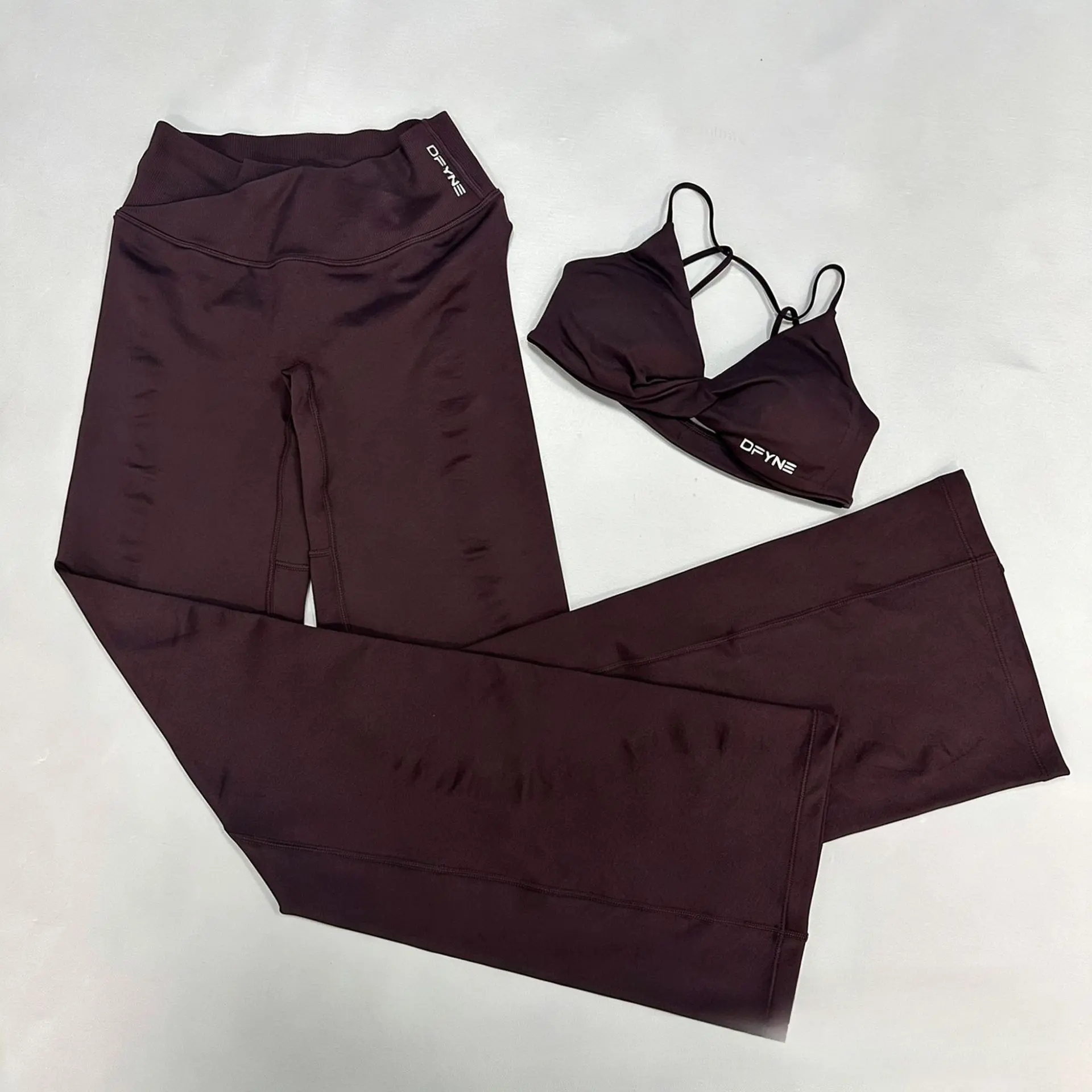 DFYNE Women's Dynamic Pink Gym Workout Set - 2/3-Piece Twist 4-Way Impact Lift Booty Lifting Scrunch Luxury Sports Style Sports Bra, Flare Leggings & Scrunch Butt Shorts (Gym Workout Women Apparel), 4-Way Sports Bras