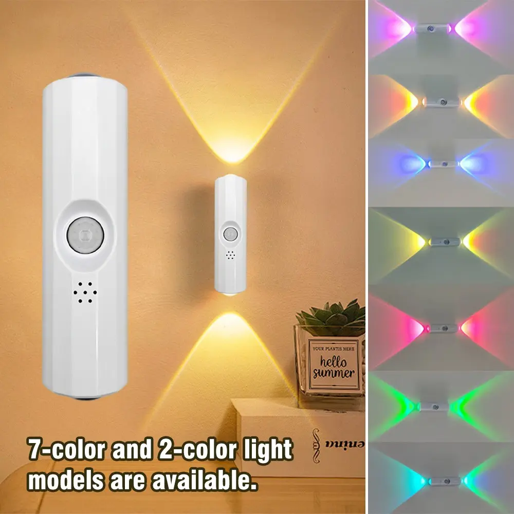 USB Rechargeable LED Night Light with Move Sensor, RGB Gradient Ambient Light, Dimmable Indoor Light, Magnetic Step Lamp for Entryway, Bedside, Desk, Closet