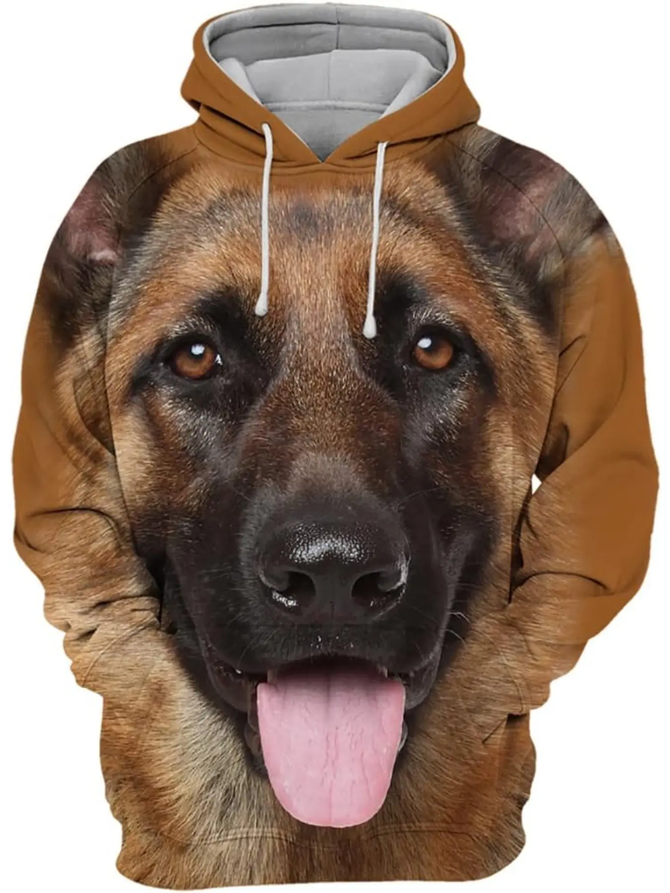Realistic German Shepherd 3D Graphic Print Oversized Hoodie