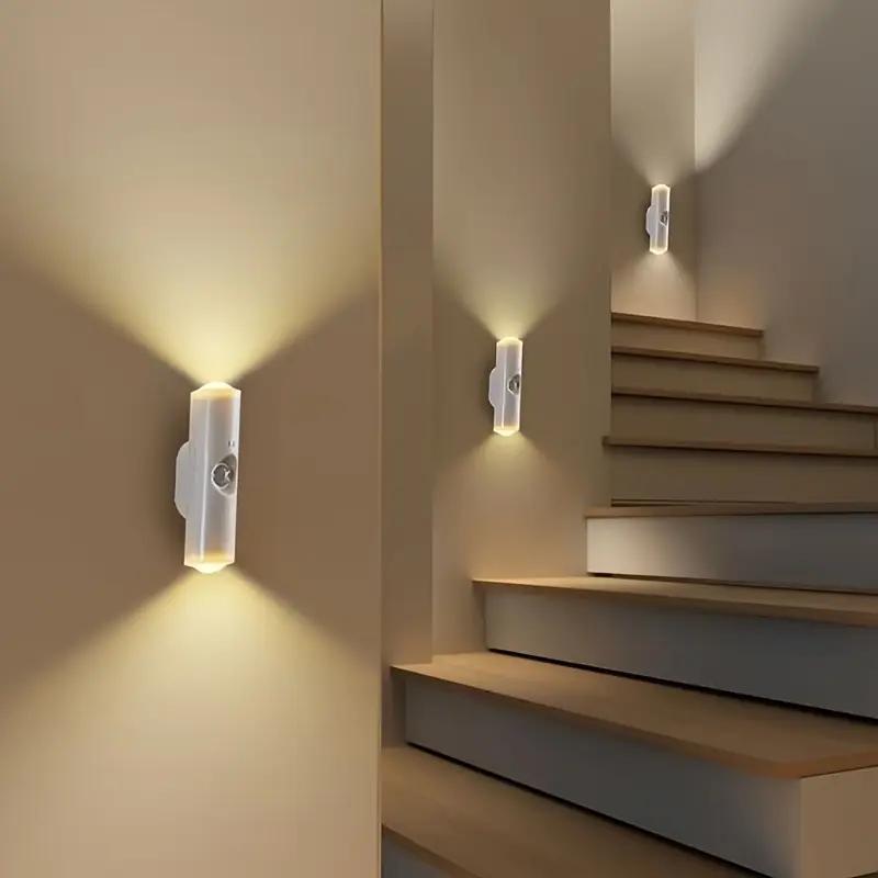 USB Rechargeable Motion Sensor Wall Light, Adjustable Brightness, Under Cabinet Lighting for Kitchen, Hallway, Closet, Stairs, Home Use, Multifunctional Lighting