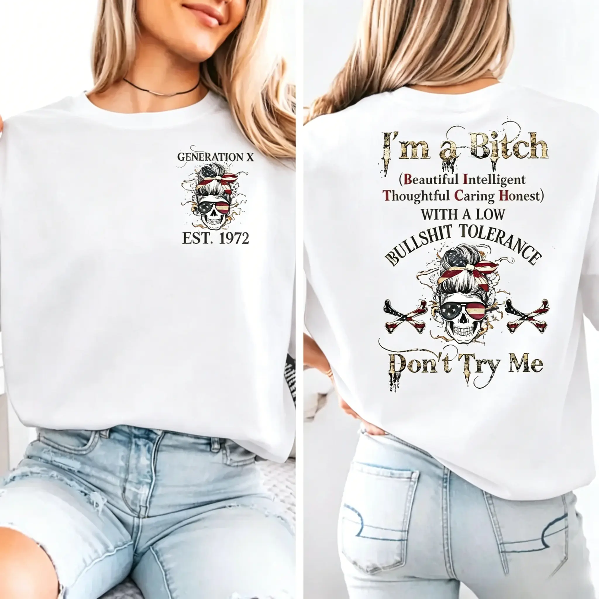 Unisex Generation X Graphic Long Sleeve Tee, Casual Fitted Crew Neck T-Shirt with Funny FAFO Saying