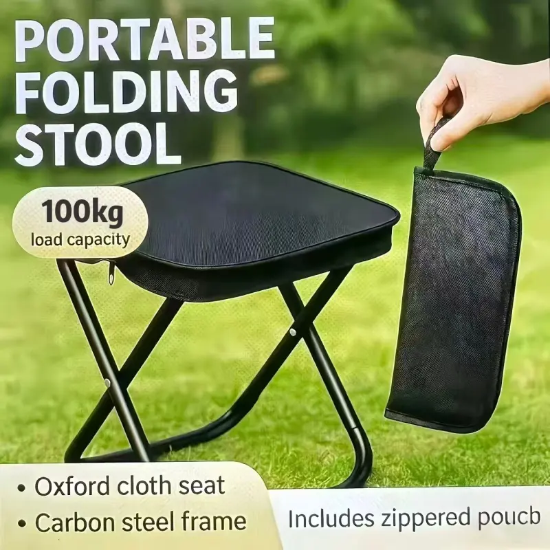 Ultra Light Folding Stool, Collapsible Stool, Oxford Fabric with Sturdy Frame, Quick Open & Easy to Carry, Portable Foldable Chair for Camping, Picnic, Fishing & Outdoor Activities