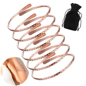 6 Pack Uncoated Wire Overlap Copper Cuff Bracelets for Men Women, Adjustable Open Handmade Copper Health Bracelet Jewelry Gift Set