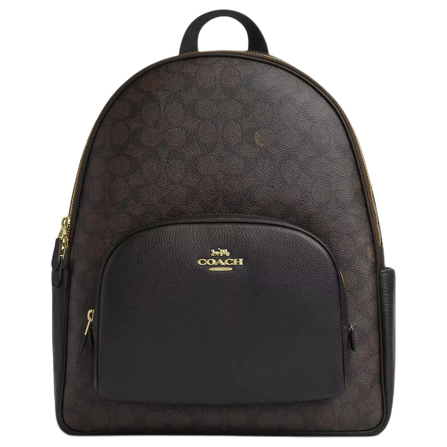 Coach Court 33 Leather-Effect Backpack for Women, Equestrian Logo Style, Brown