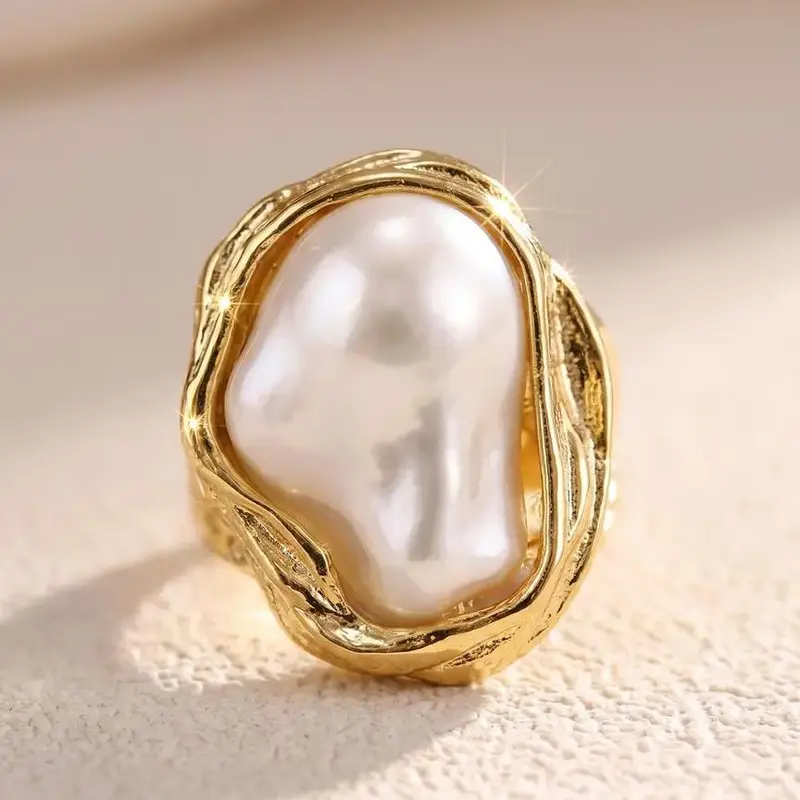 Vintage Baroque Pearl Embellished Ring Set for Women, Geometric Design, Adjustable Open Finger Rings, Elegant Zinc Alloy Jewelry, All Seasons, Statement Rings, Fashion Rings, Beautiful Rings, Unique Rings, Stackable Rings, Fashionable Jewelry