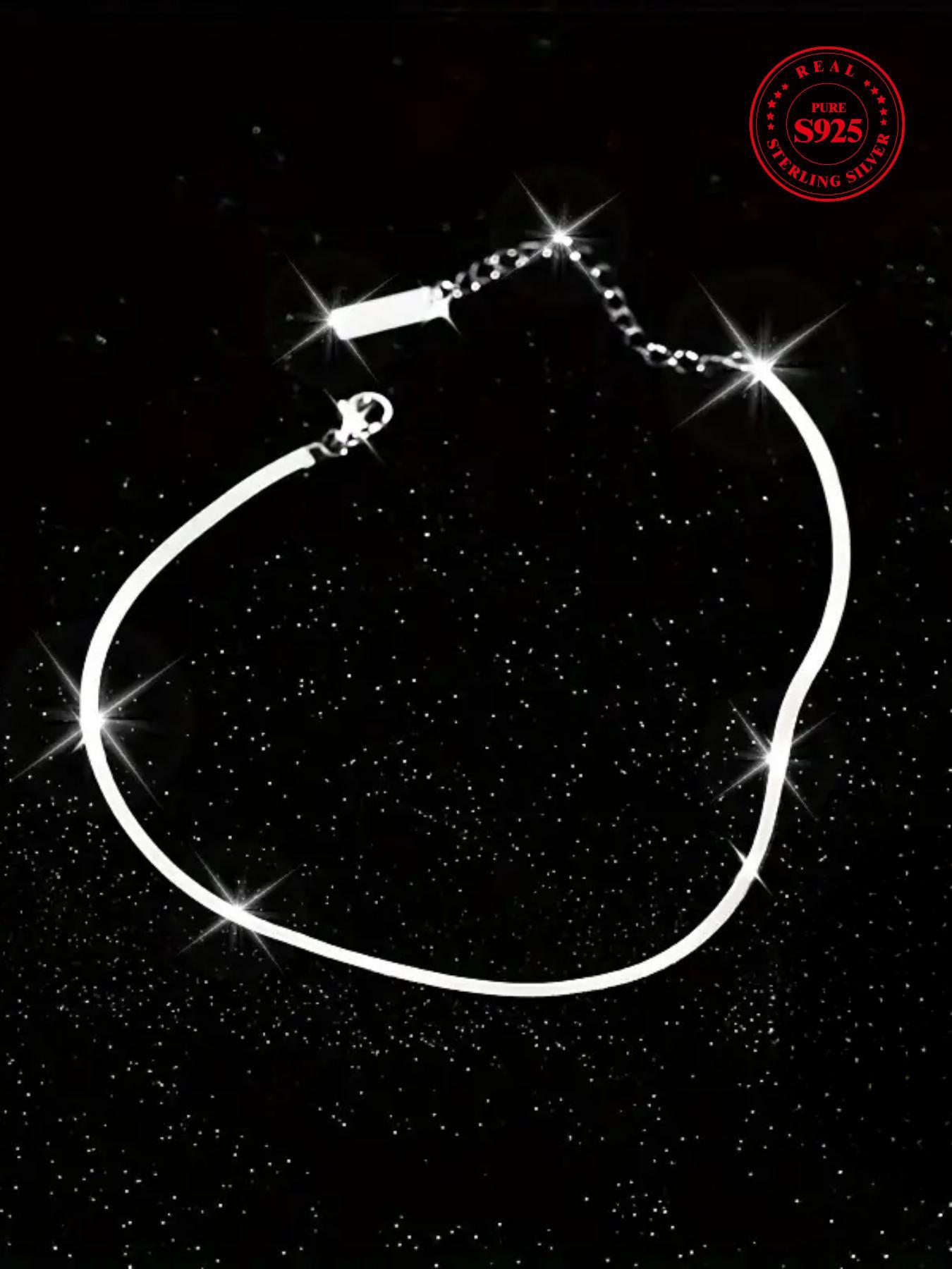 S925 Sterling Silver Fashionable Snake Bone Design Anklet, Fashion Jewelry for Party, Daily Clothing Decor, Trendy All-match & Exquisite Jewelry for Gift