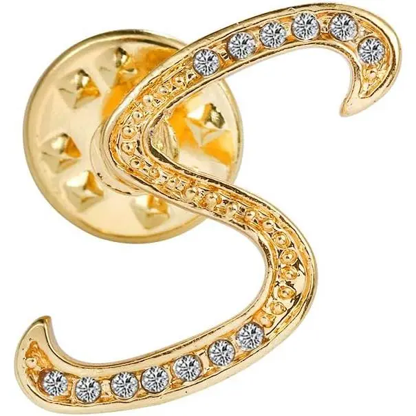 Initial Letter Brooch Pin Small Lapel Pin Tie Tack Personalized Name Gifts for Women Men Gold A-Z