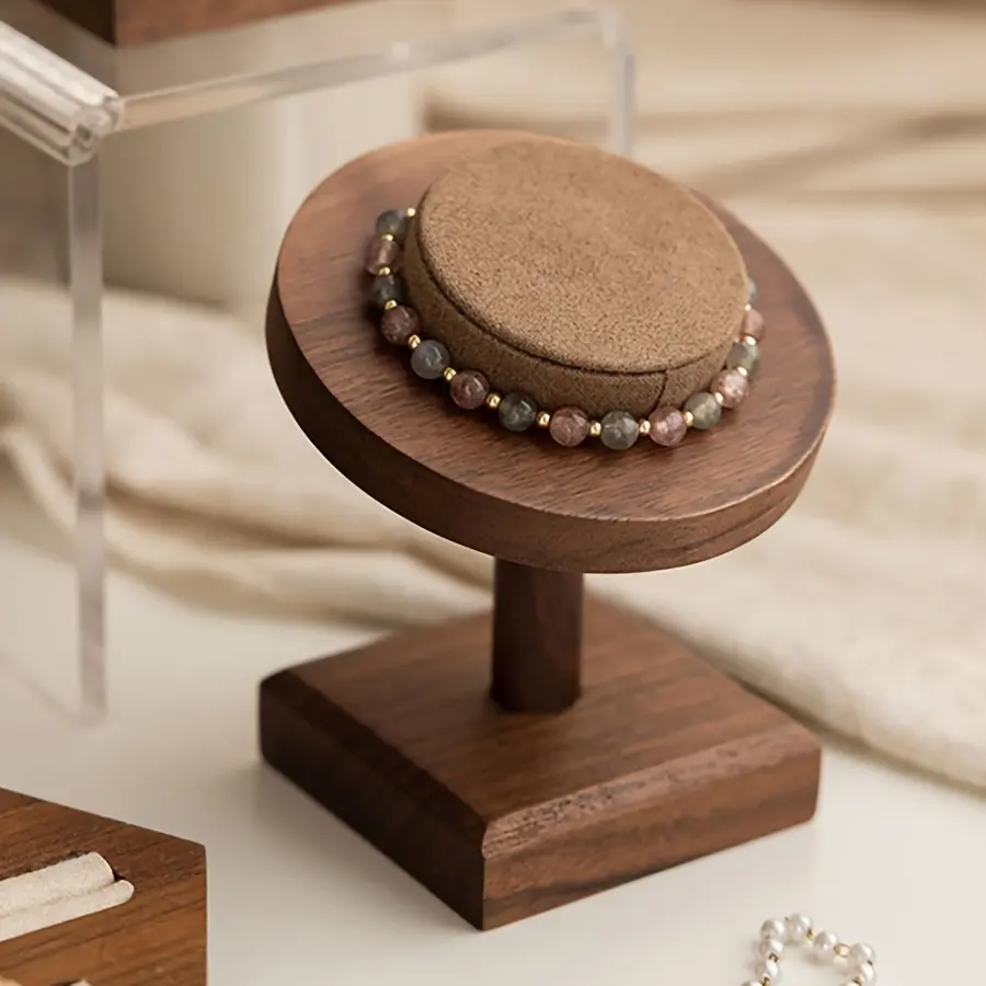 A Walnut Wood Hand String Display Stand Inclined Jewelry Bracelet Bangle Storage Base Jewelry Rack