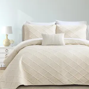 Queen Set Beige Summer Bedspreads Bedding Set 3 Pieces Thin Lightweight Microfiber Coverlet with 2 Pillow Shams for son