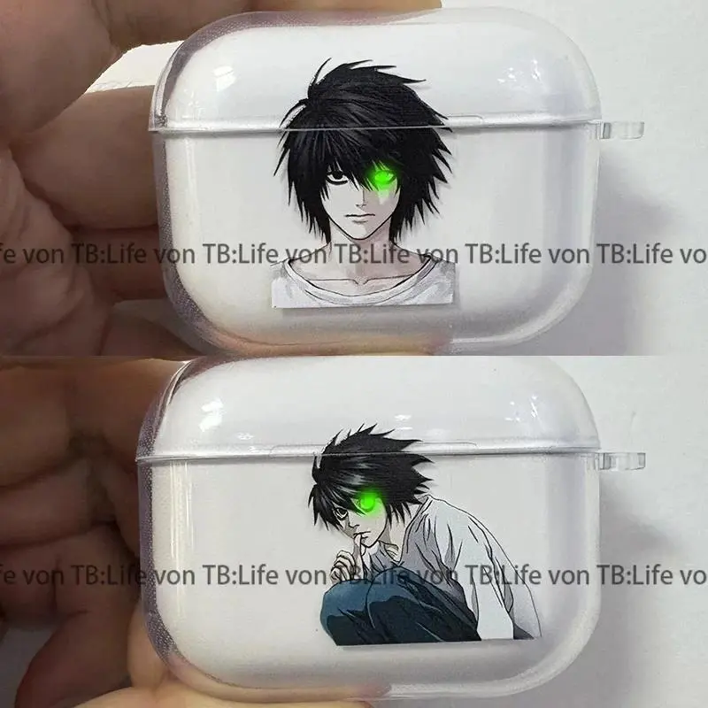 Japan Anime Death Note L Lawliet Anime Print AirPods Case, Polycarbonate PC Transparent Soft Protective Cover for AirPods 1,2,3,4,Pro,Pro2,Pro3 - Audio Accessories for Enhanced Protection, Audio Accessory