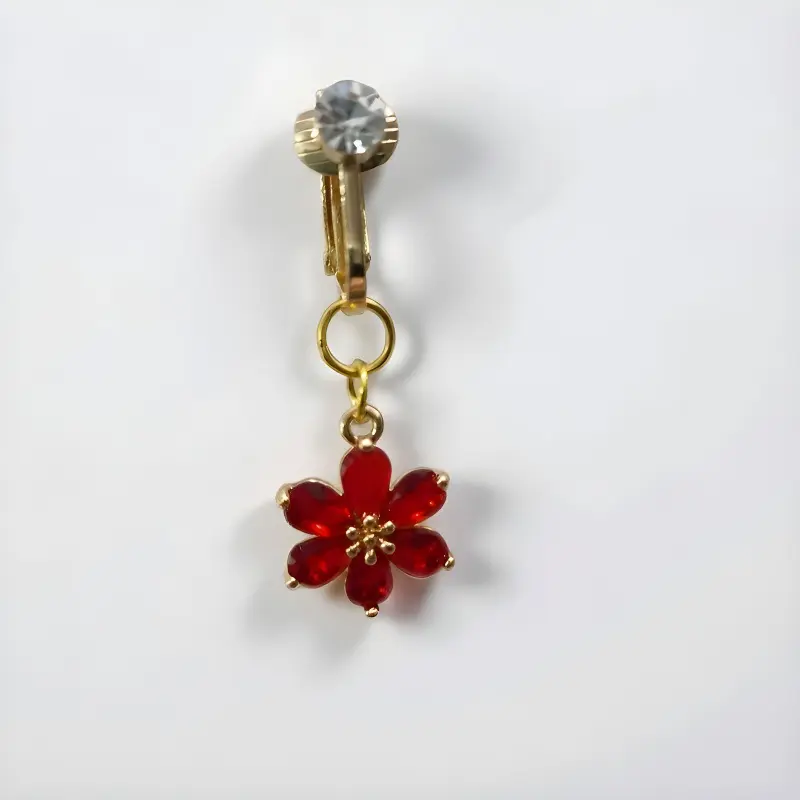 Non-piercing navel ring, fake navel ring with zirconia, butterfly, heart-shaped, water drop navel ornament