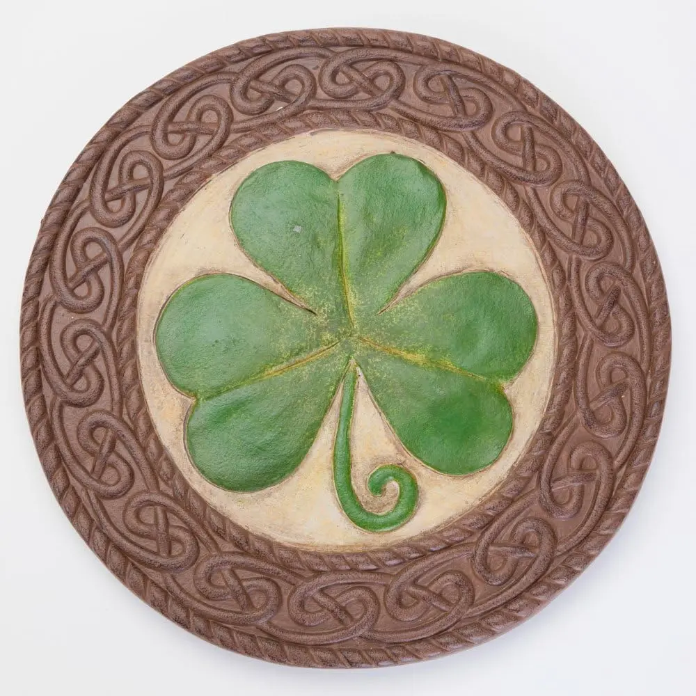 Glow in the Dark Stepping Stone - Shamrock, 10" x 10" | Irish Garden Decor Yard Art Accent - 10" x 10" Round Durable Polyresin Stepping Pavers for Lscaping  Outdoor Pathways