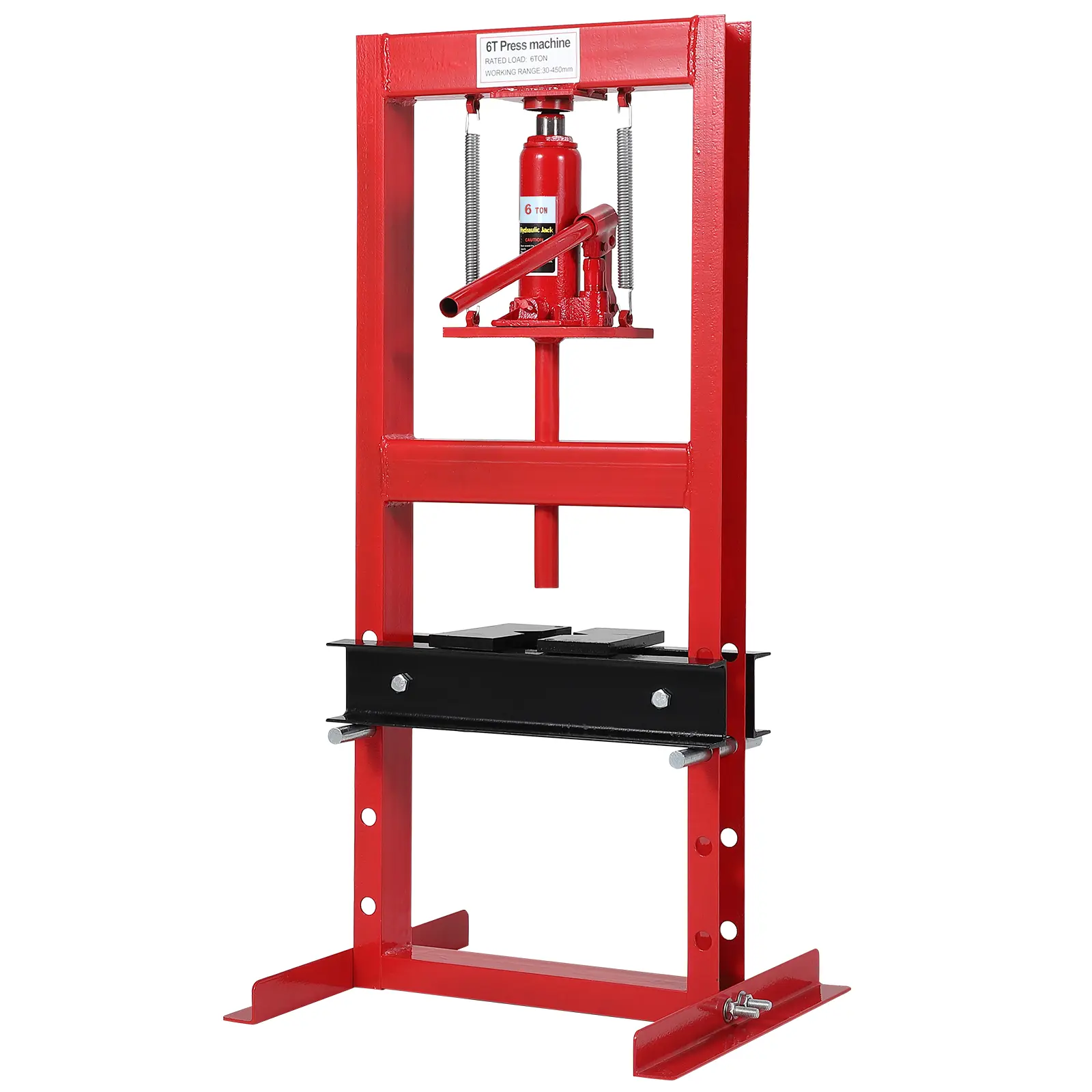 6/12 Ton H-Frame Hydraulic Shop Press, Pneumatic Benchtop Press with Adjustable Height, 2 Press Plates and Sliding Movable Table, Heavy Duty Equipment for Garage and Workshop Maintenance