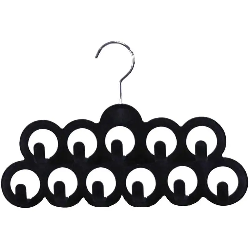 Velvet Scarf Storage Organizer for Closet (Pack of 3), Black | by Home Basics | Scarf Holder for Scarves and Ties | Slim Scarf Hangar Useful for Belts and Jewelry