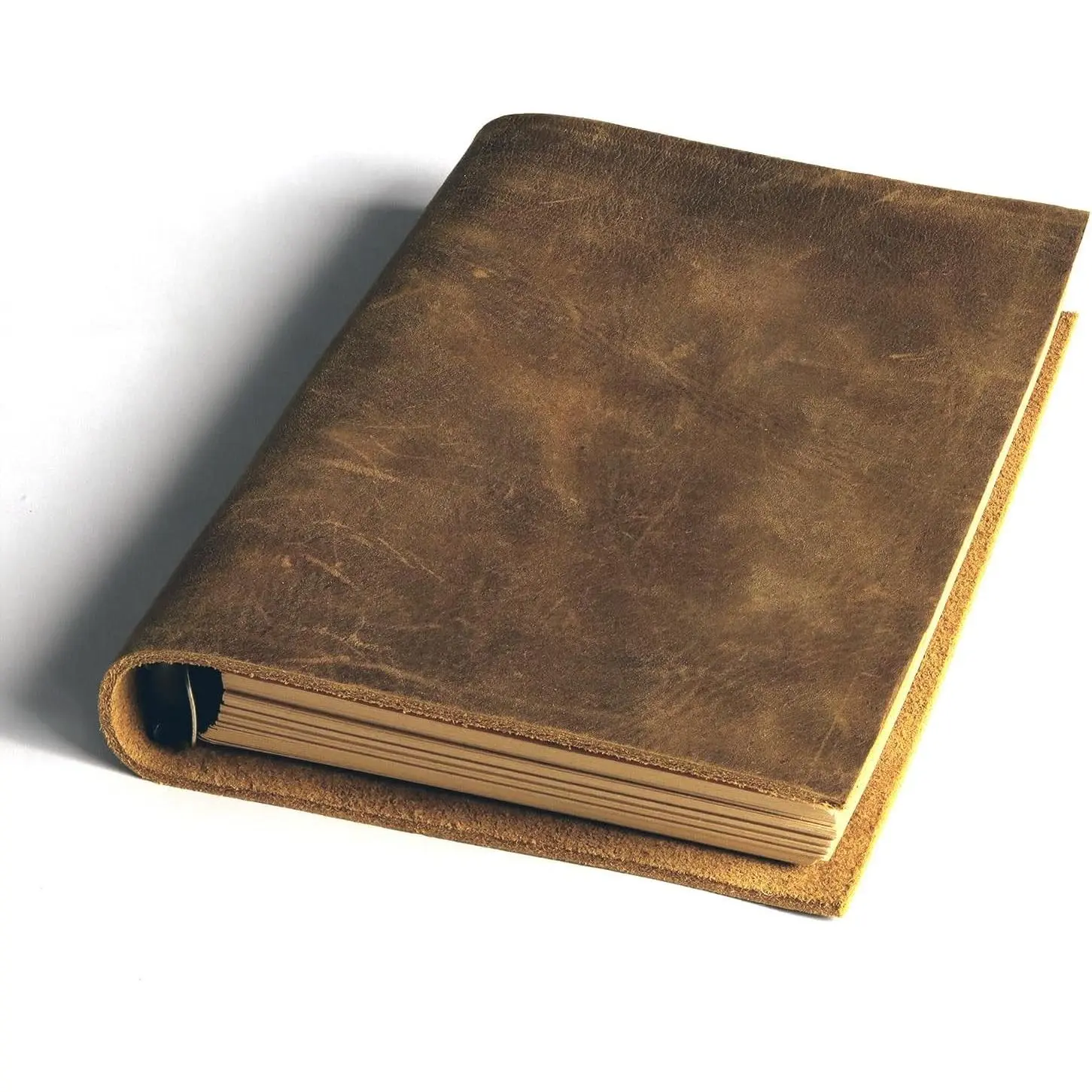 A6 Vintage Leather Journal Notebook,Small 6 Ring Refillable Leather Binder Notebook Travel Journal for Women&Men