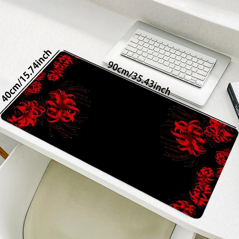 Flower Pattern Mouse Pad, 1 Count Rectangle Gaming Mouse Pad, Non-Slip Rubber Base Stitched Edge Desk Pad for Laptop Desktop, Gaming Desk Accessory
