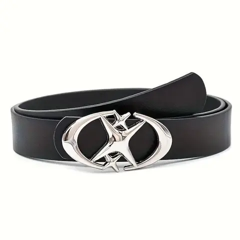 Chic Unisex Belt with Oval Cross Metal Buckle, Versatile and Durable Accessory for Jeans, Pants, and Dresses