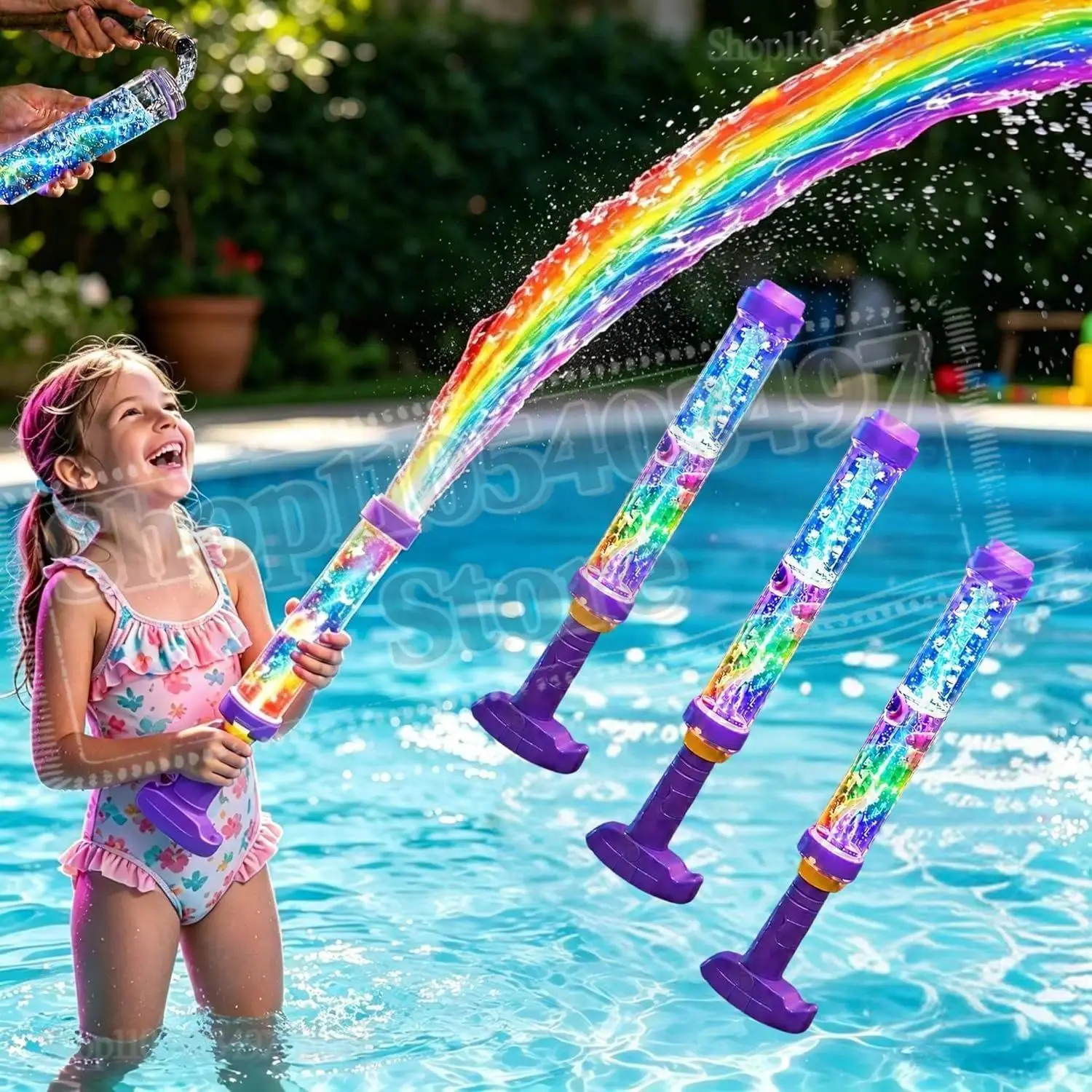 2026 New Glowing Rainbow LED Water Blaster | Summer Fun That Pops Like Magic, Rainbow LED Water Gun for Party Gift