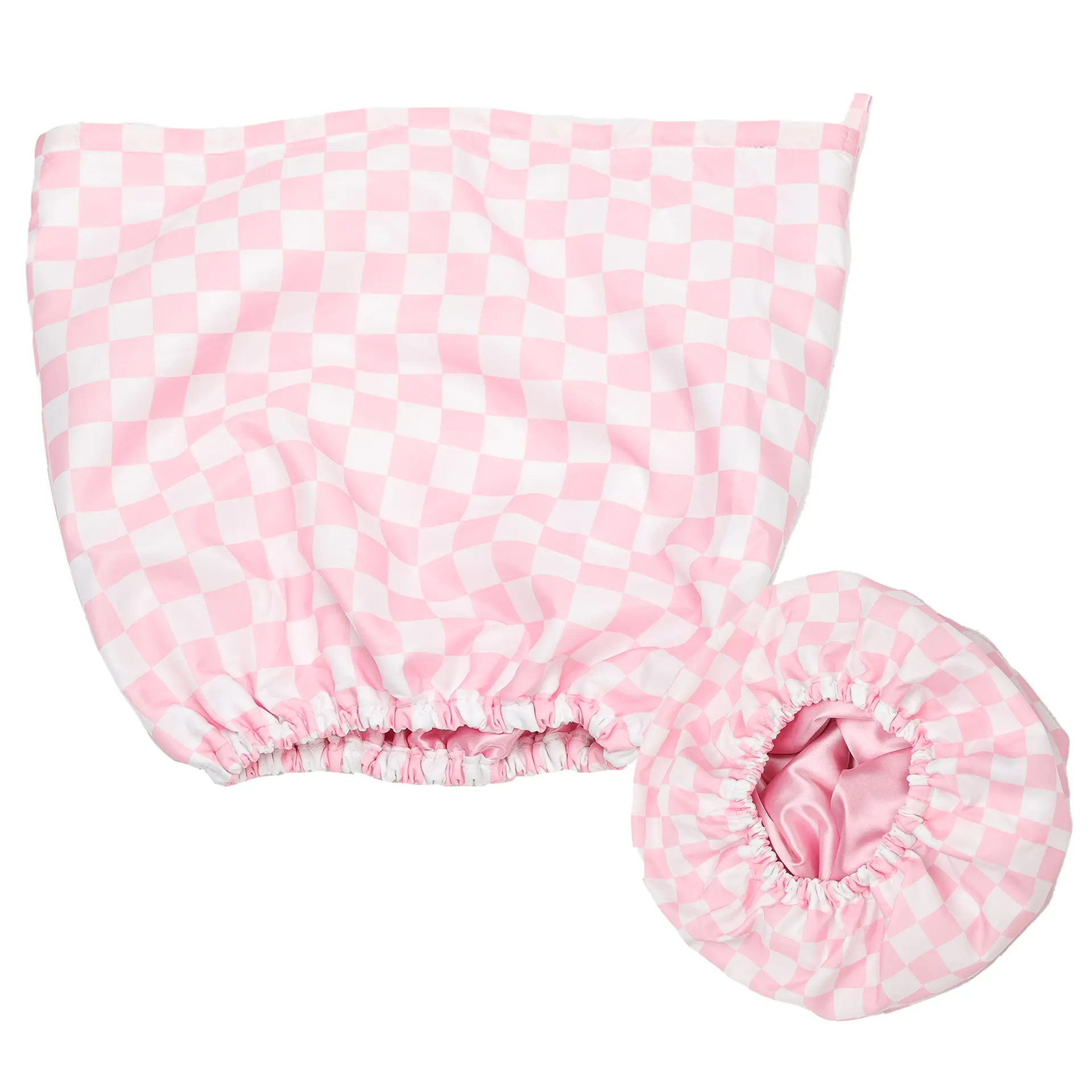 3-Layer Waterproof Plaid Shower Cap with Anti-Silk Lining - High-End Hair Protection Cap for Sleep (Beauty & Personal Care Hair Styling Tool)