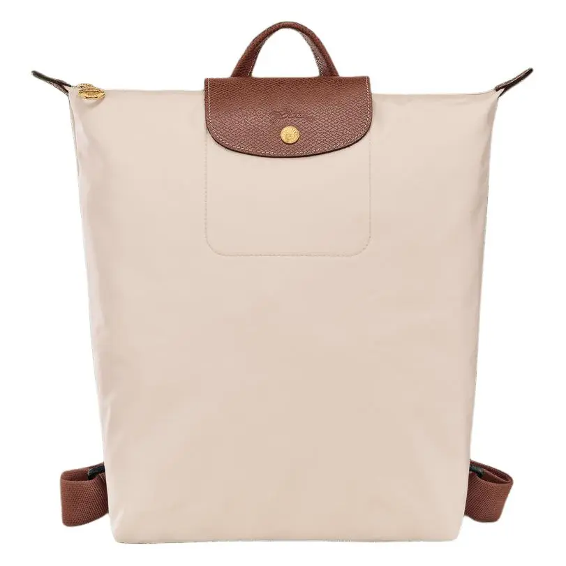 Longchamp Le Pliage Original Textured Logo Adjustable Wide-Strap Nylon Backpack for Women, White