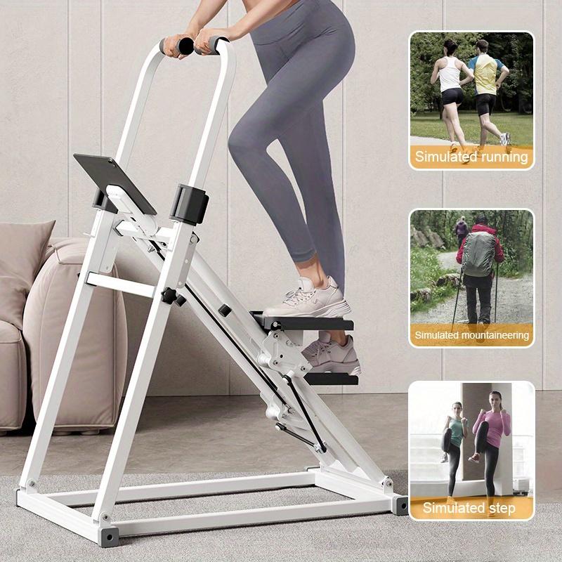 Compact Folding Vertical Climbing Stepper, Full Body Sliding Trainer with Adjustable Stride Range, Handles and Pedals, Easy Installation - White