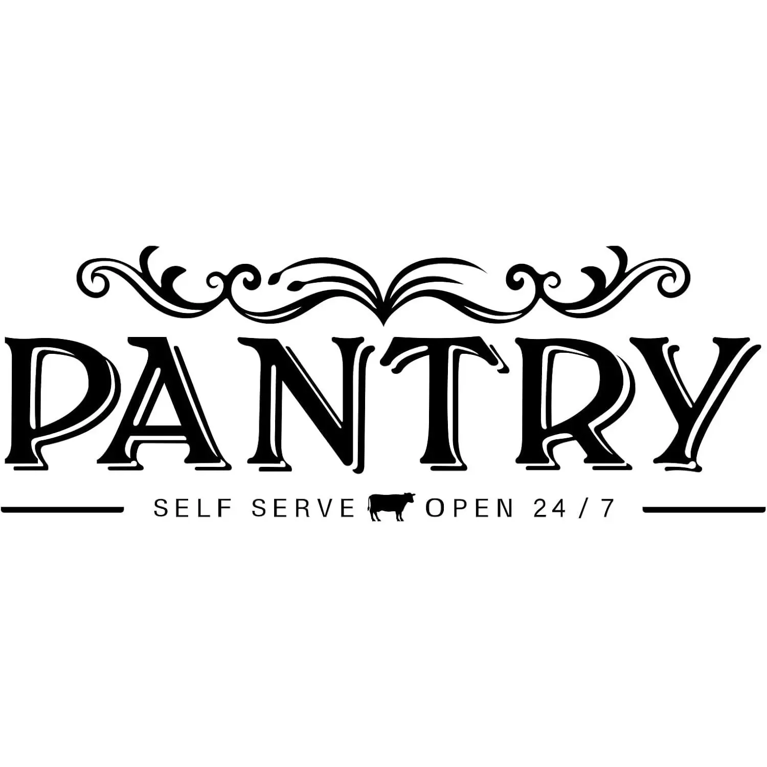 Durable Vinyl Pantry Sign Stickers - Self-Serve Open 24/7 DIY Art Quote Decor, Modern-Retro Room Decoration for Kitchen Restaurant, PVC Wall Decor for Self-Serve Spaces