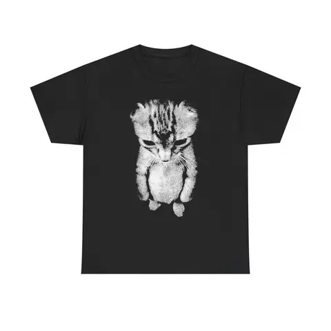 Sad Meme Cat Tshirt, 100% Cotton Unisex Short Sleeve Animal Gift, Funny Shirt