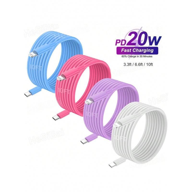 1m/2m/3m Extra Long Charger Cable for Apple. Available in multiple colors, supporting fast charging and high-speed data sync for Apple devices. USB-C to Lightning Cable, compatible with Apple 14/13/12/11 Pro Max/Mini/XS MAX/XR/XS/X/8/7/6s/SE, iPad.