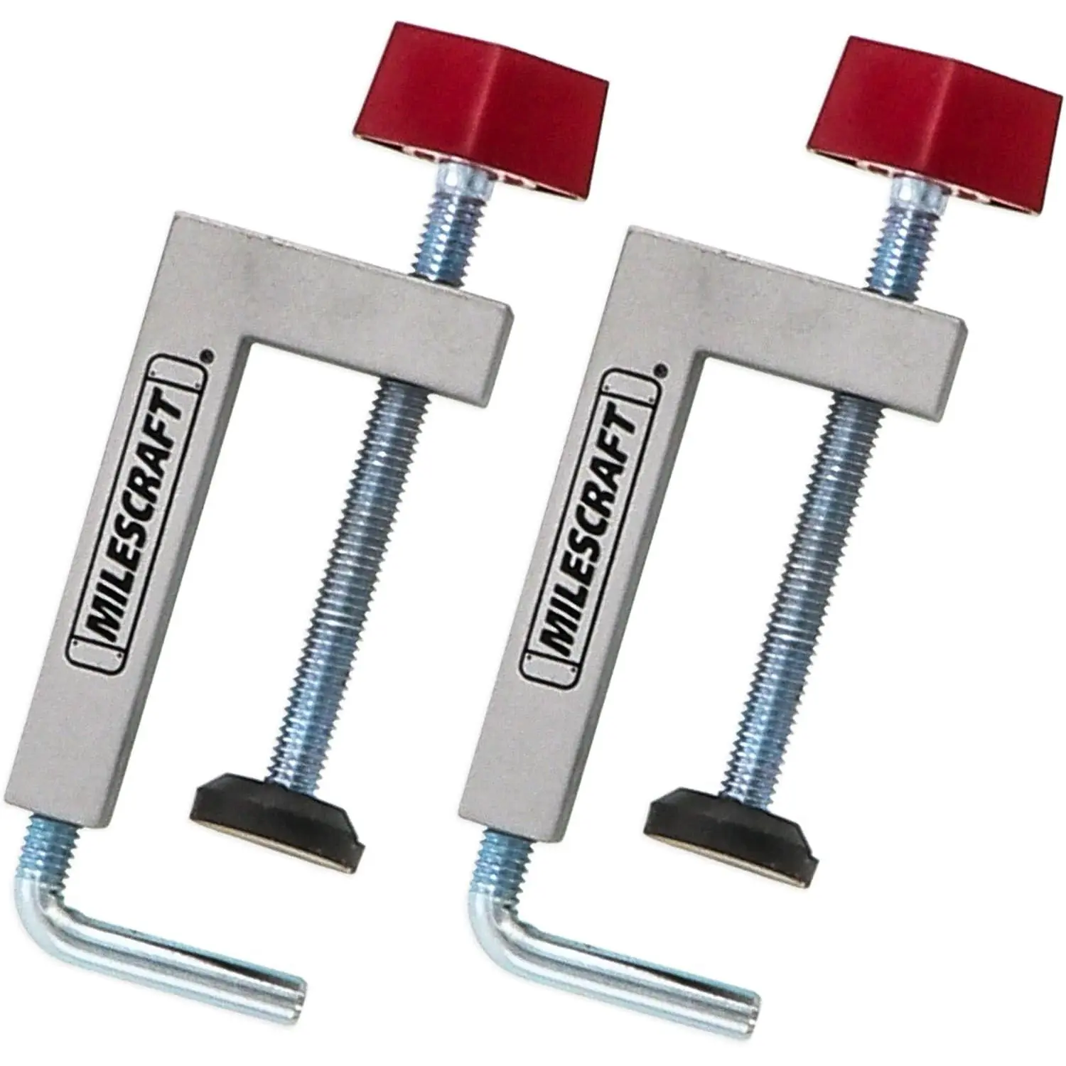 Milescraft 4009 Fence Clamps - 2 pack Universal Clamps with 3/8" Rod for Table Saws, Mitre Saws, Router Tables and Clamping Squares