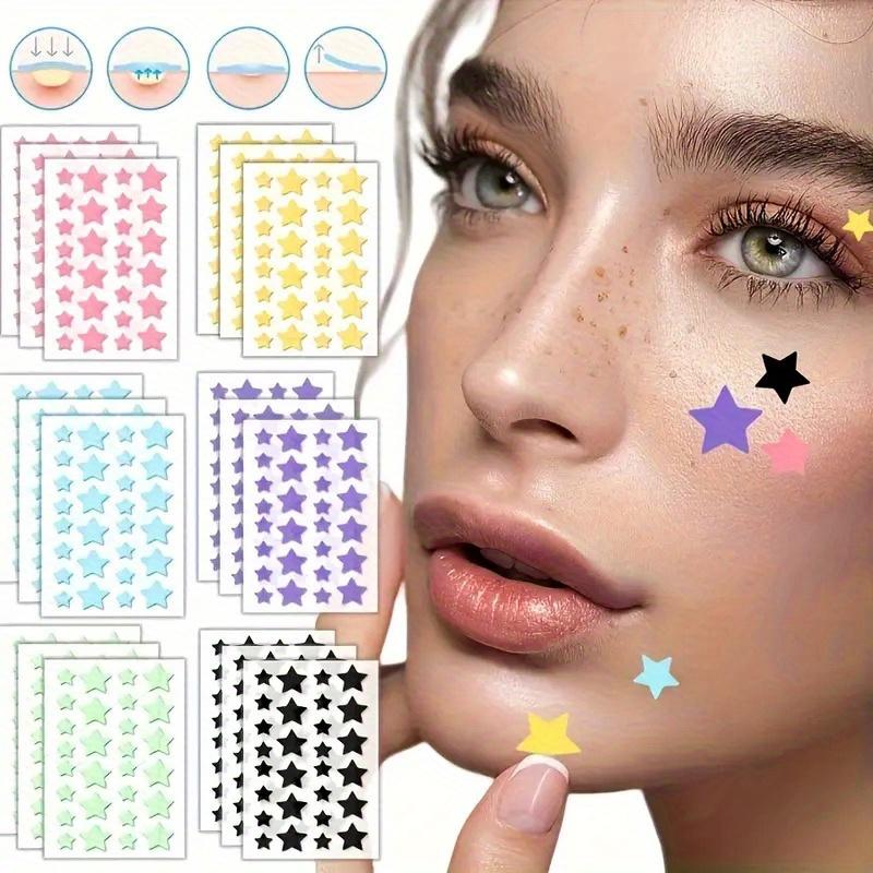 Colorful Star Patches - Alcohol-Free, Unscented, Hypoallergenic & Non-Irritating Invisible Facial Patches for All Light Beige Types, Cleansing & Moisturizing Effect