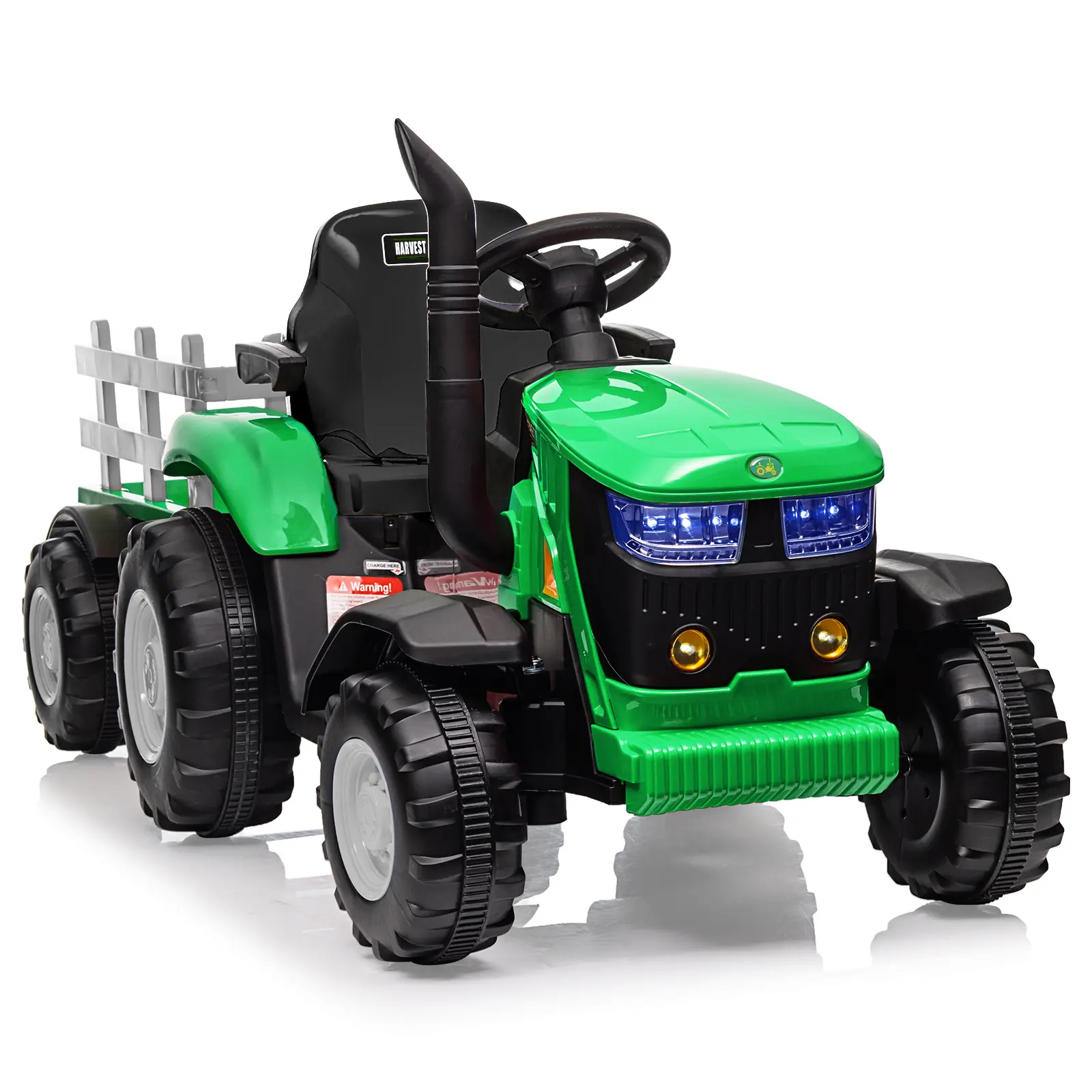 Garvee 12V Kids Electric Ride-On Tractor with Remote Control – Dual 35W Motors, 3-Gear Shift, wireless Music, USB, Safety Belt, 7-LED Headlights – Battery Powered Toy Car for Children (Green/Red/Blue)
