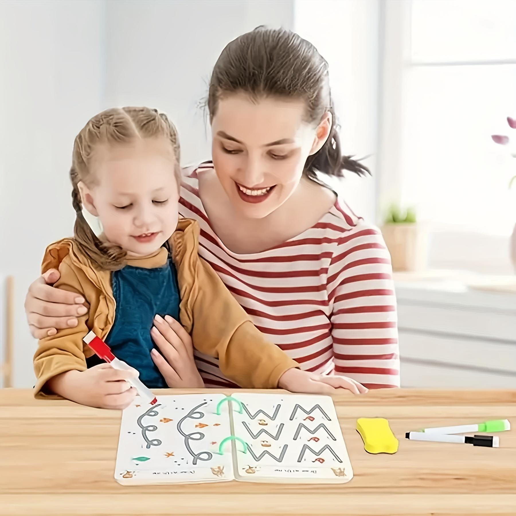 32-Page Reusable Educational Workbook for Kids, Erasable Writing Practice Board, Durable Paper for 3-6 Years Old Skill Development, Learning Tool, Visual Learning Tools