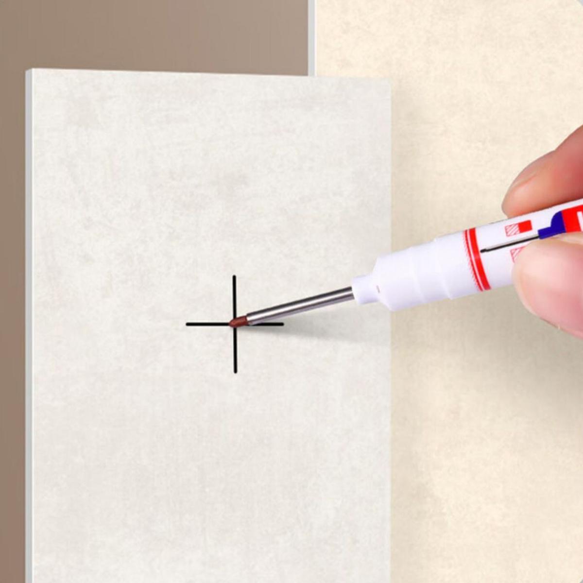 4pcs Long Head Marker Pen, Waterproof Woodworking Pen, Deep Hole Pen for Home Bathroom Woodworking Decoration, Artist Drawing Pen, Drawing Markers