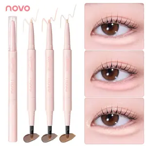 Dual-Color Sleeping Silkworm Eyeliner & Highlight Pen, Eye Makeup Supplies, Includes Brush, Pearlescent Shimmer Matte Highlight, Undereye Contour, Naturally Enlarges Eyes, Long-Lasting, Waterproof, Suitable All Skin Types