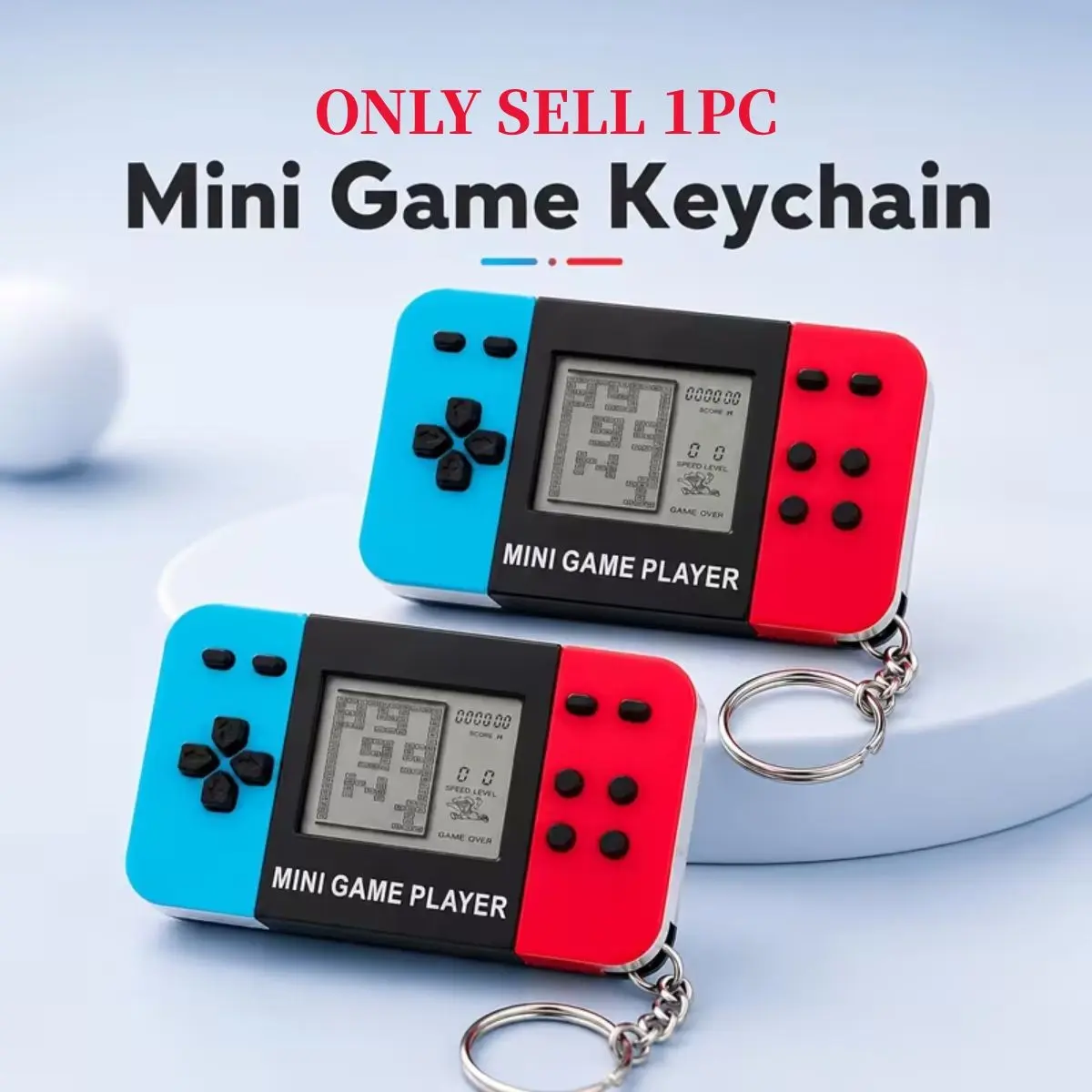 Vintage Mini Game Boy Keychain with Button Battery, Halloween Christmas Gift, Bag Charm Toy, Birthday Present, Keychain for bags
