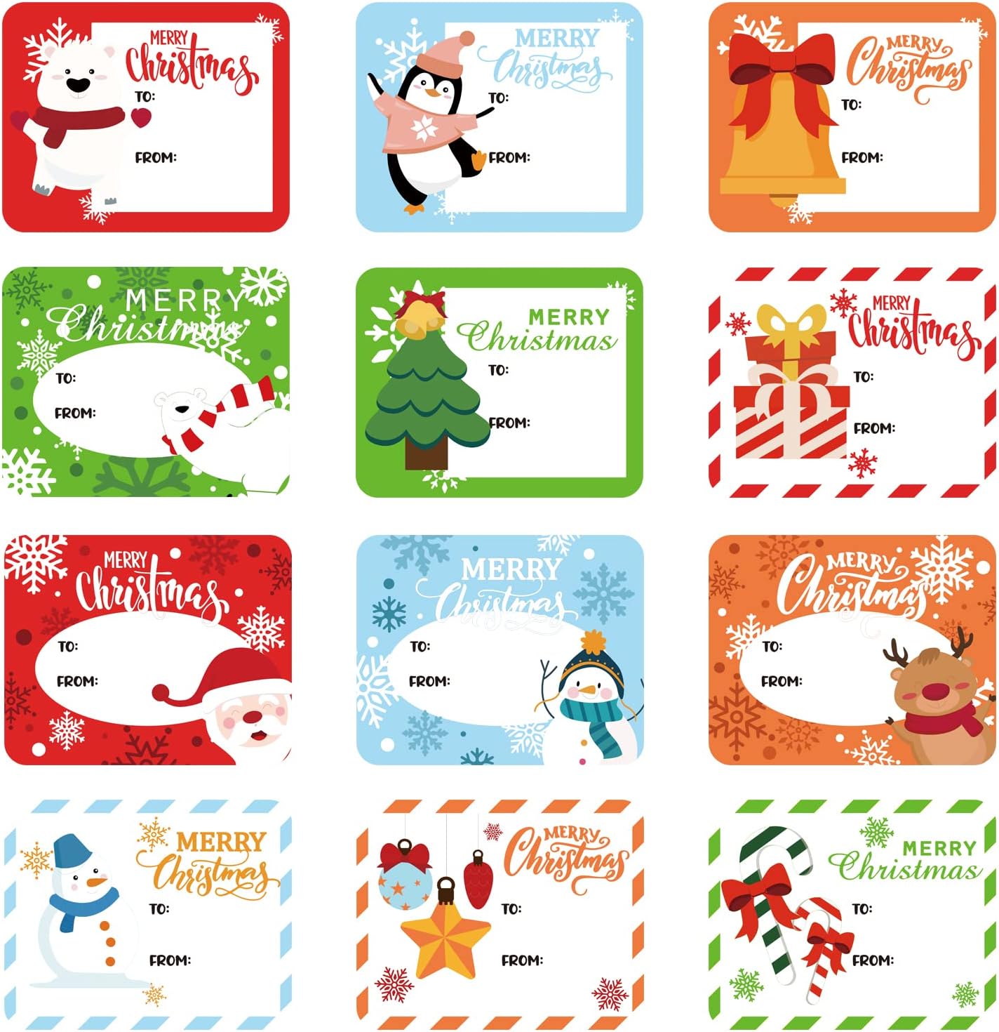 Christmas Self Adhesive  Tag Stickers, 120 count Xmas Present Name Labels for Gifts