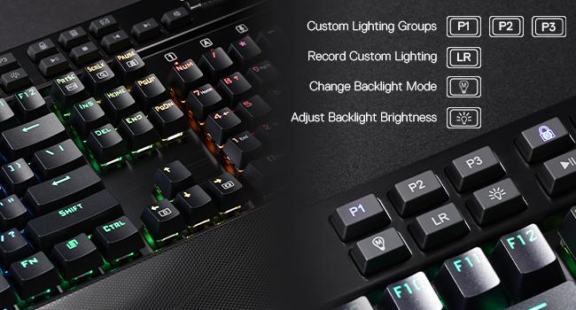Redragon K550 RGB Gaming Keyboard, 104 Keys + 12 Macro G Keys Wired Mechanical Keyboard w/Aluminum Top Plate, Custom Clicky Purple Switch, Extra USB Port & Wrist Rest