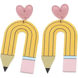 Pencil Drop Dangle Earrings Creative Rainbow Back to School for Students Women Appreciation Teacher Pre-K Earrings Jewelry