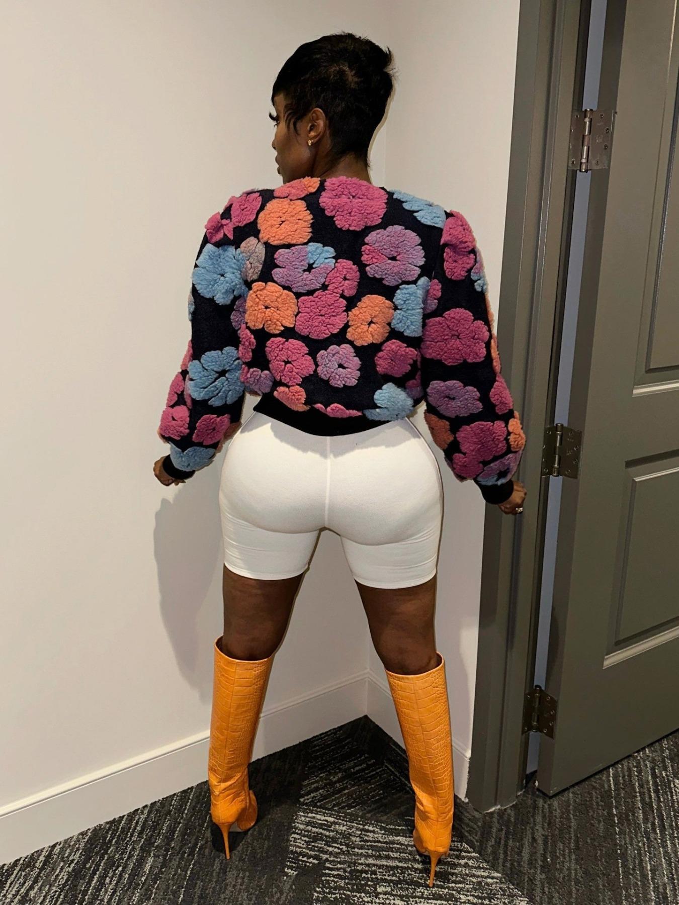 【Plus Size】 Floral Print Button Front Crop Jacket, Casual Long Sleeve Open Front Outerwear for Fall & Winter, Coat, Women's Clothes for Daily Wear, Clothing, Womenswear, Tops