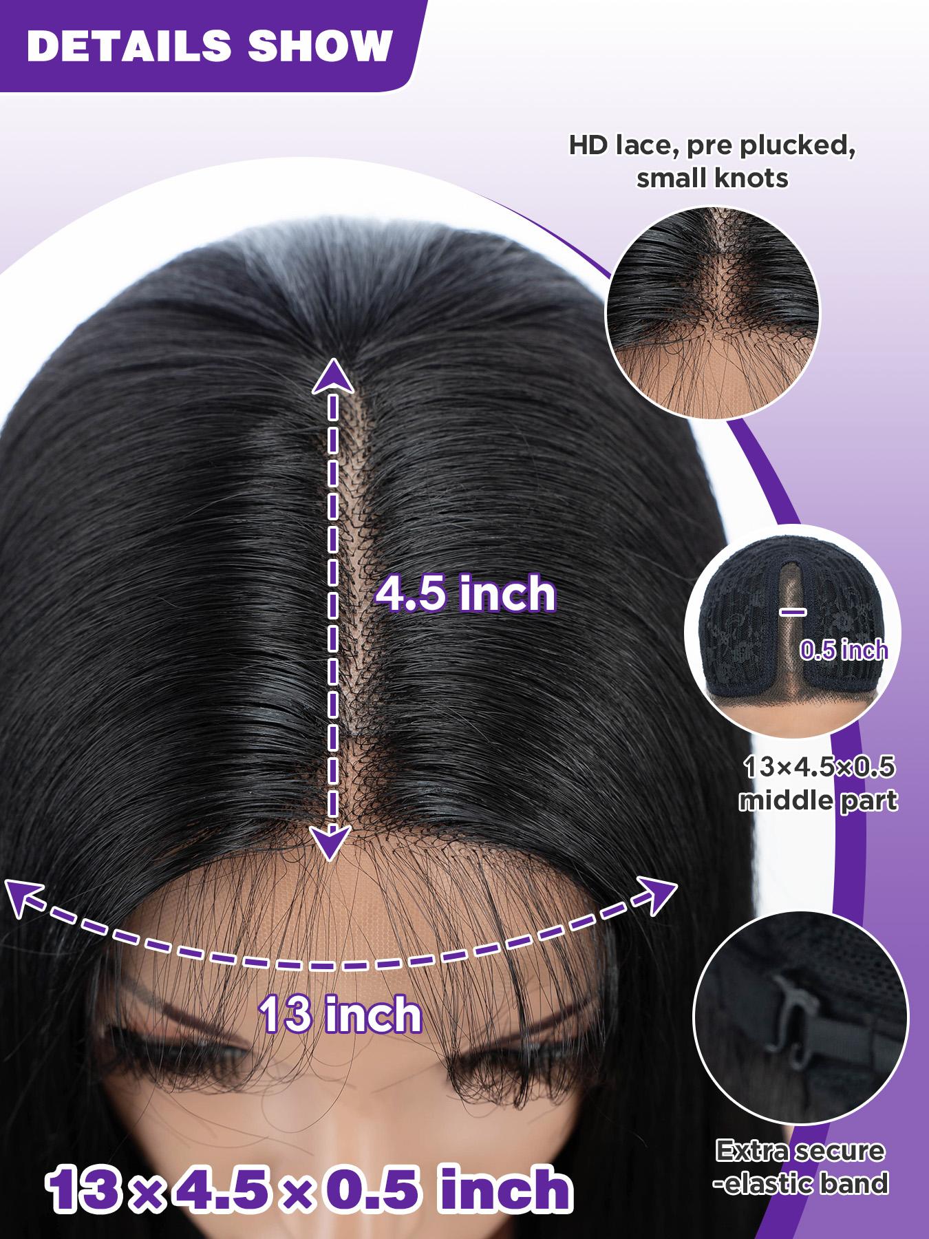 Super Long Straight Wigs with Baby Hair for Women, Gorgeous Fluffy Wigs, Synthetic Lace Front Wigs for Party, Daily Use, Glueless Frontal Wig