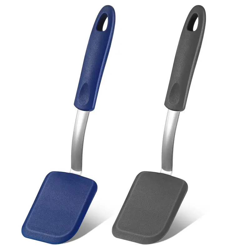 Silicone Cookie Spatula Turner 2 Pack Mini Brownie Spatula Flexible Kitchen Small Silicone Spatulas for Nonstick Cookware Heat Resistant No Scratch Flipper Baking Utensils for Egg Panca,BPA-Free Plastic Holes