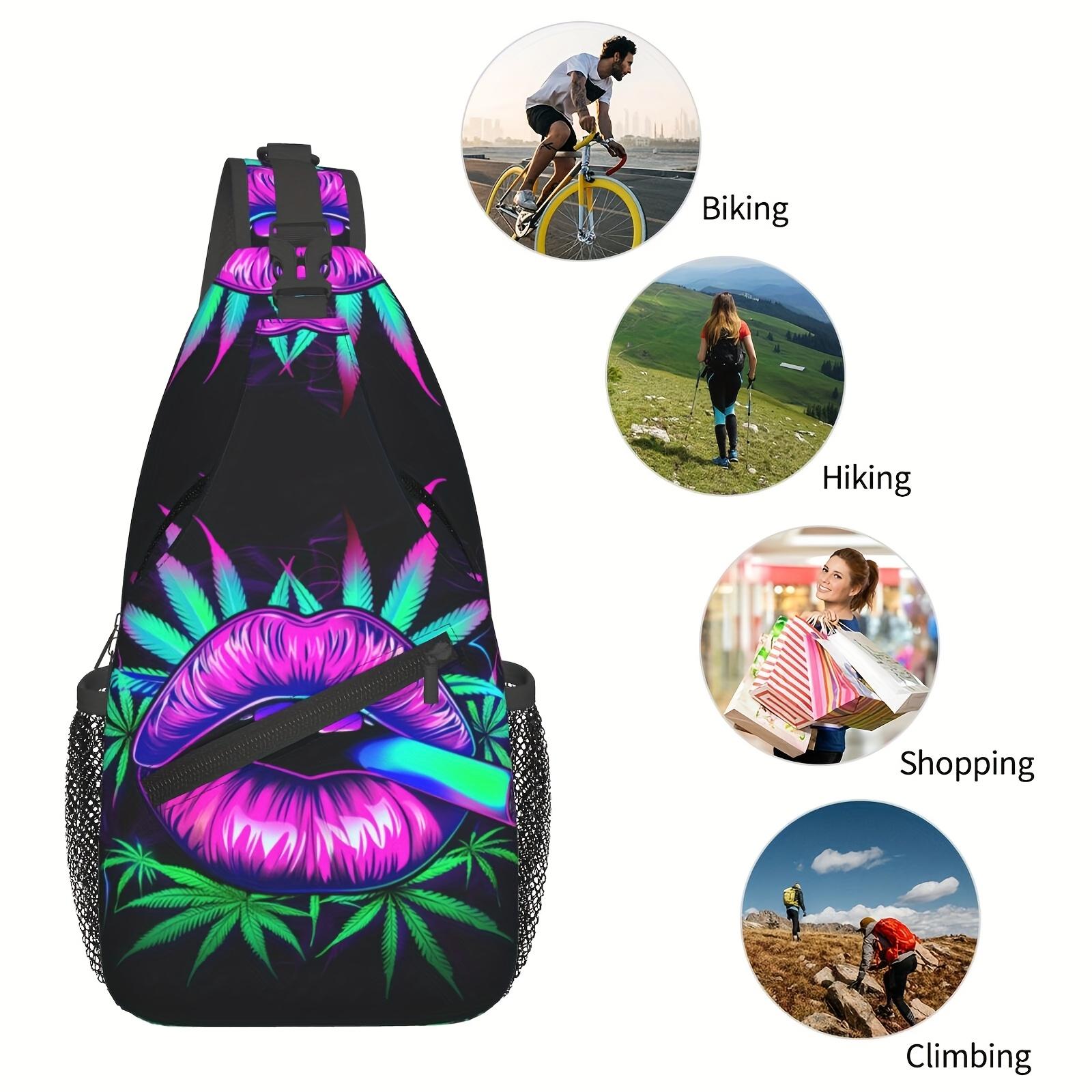 Crossbody Chest  Hiking Colored Lips Shoulder  Folding Large Capacity Fashion Durable Can Be Used For Shopping, Work, Leisure Travel Beach  Fishing  Travel Accessories Must Have  For School Back To School Christmas Gifts bag backpack
