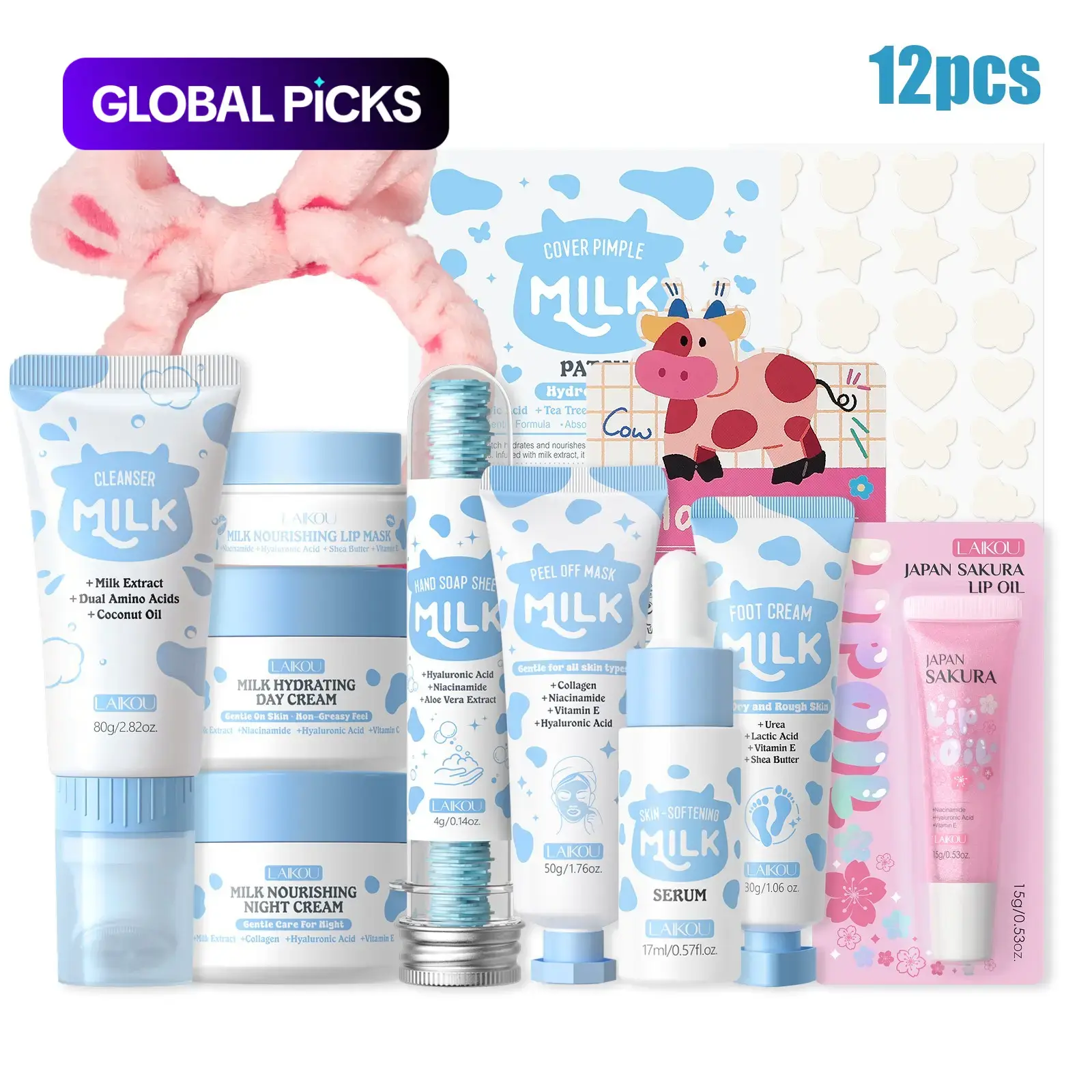 12pcs Milk Extract Skincare Set for Kids Age 10-12, Hydrating Milk Extract Skincare Set for Tweens & Teen Girls, Deep Hydrating & Smoothing Daily Face Care Kit, Travel Skincare Set, TSA‑Friendly Skin Care Sets