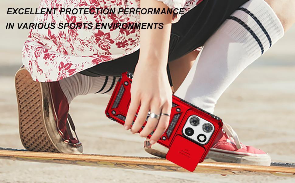 Phone Case for Motorola Moto G Stylus 5G 2025 Case with HD Screen Protector & Slide Camera Cover & Kickstand, [Military-Grade] Phone Case for Moto G Stylus 5G 2025,Red