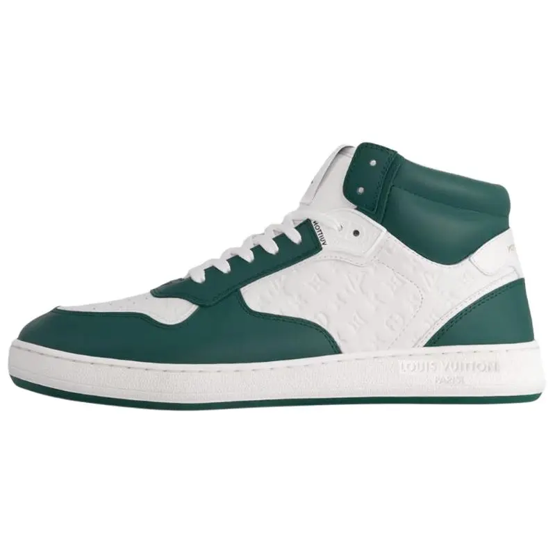 Women's Louis Vuitton Stadium Leather Round-Toe Lace-Up Low-Top Trainer Sneakers - Green Casual Footwear, House White Official Shoes with Maison Mihara Verification Credentials & Global Authentication Support